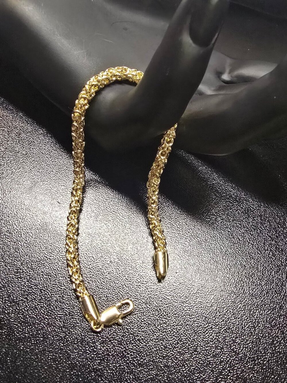8 Inch Gold Tone Byzantine Chain Bracelet Woven Link Lobster Clasp